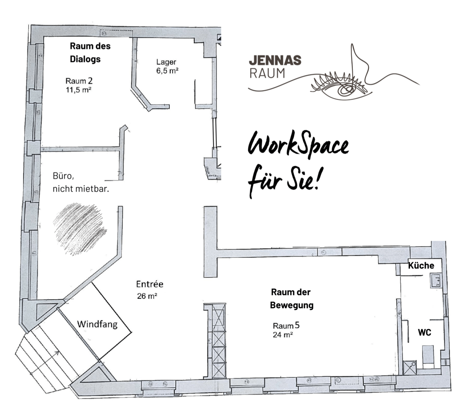Raumplan des verfügbaren WorkSpace