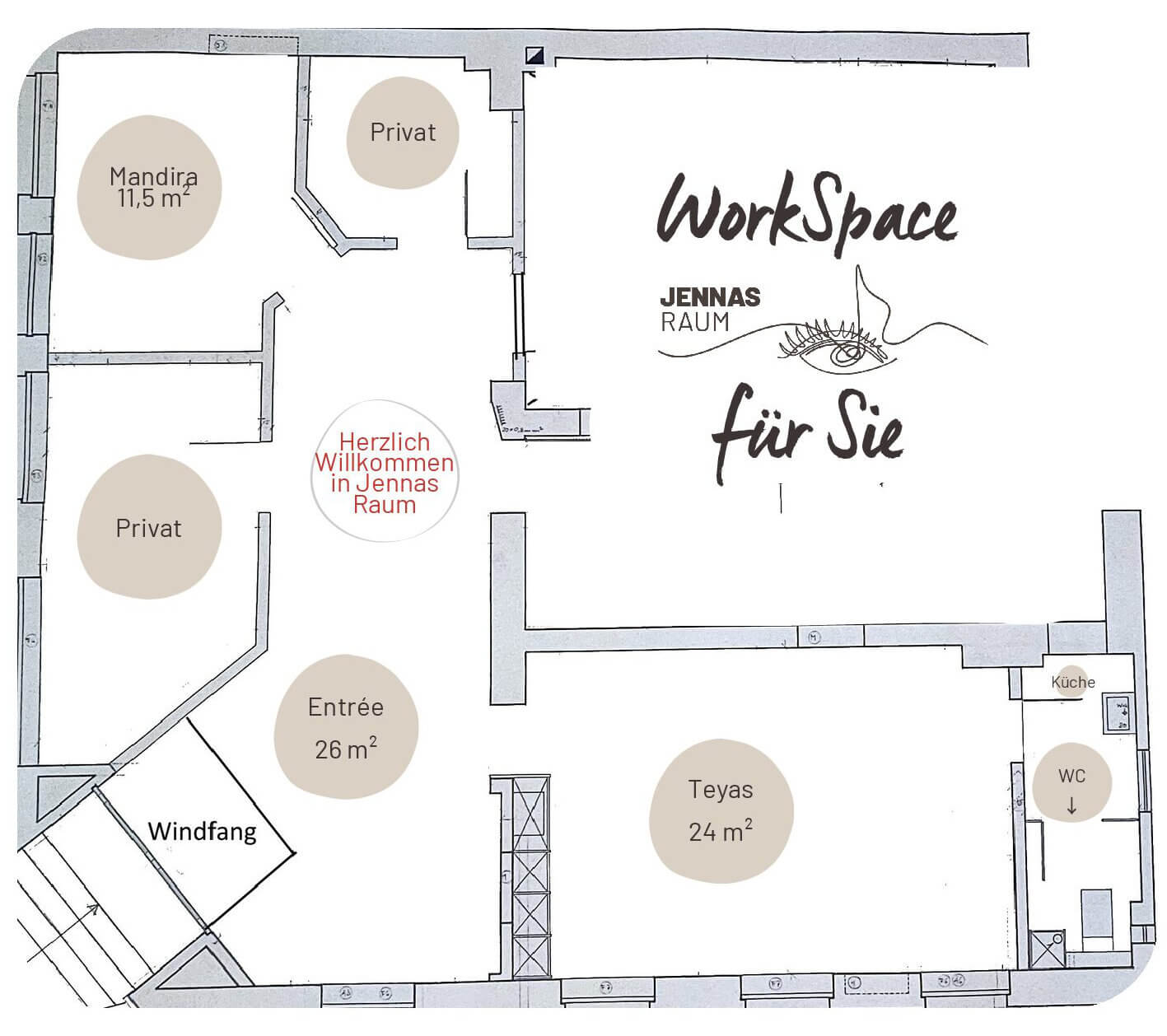 Raumplan des verfügbaren WorkSpace